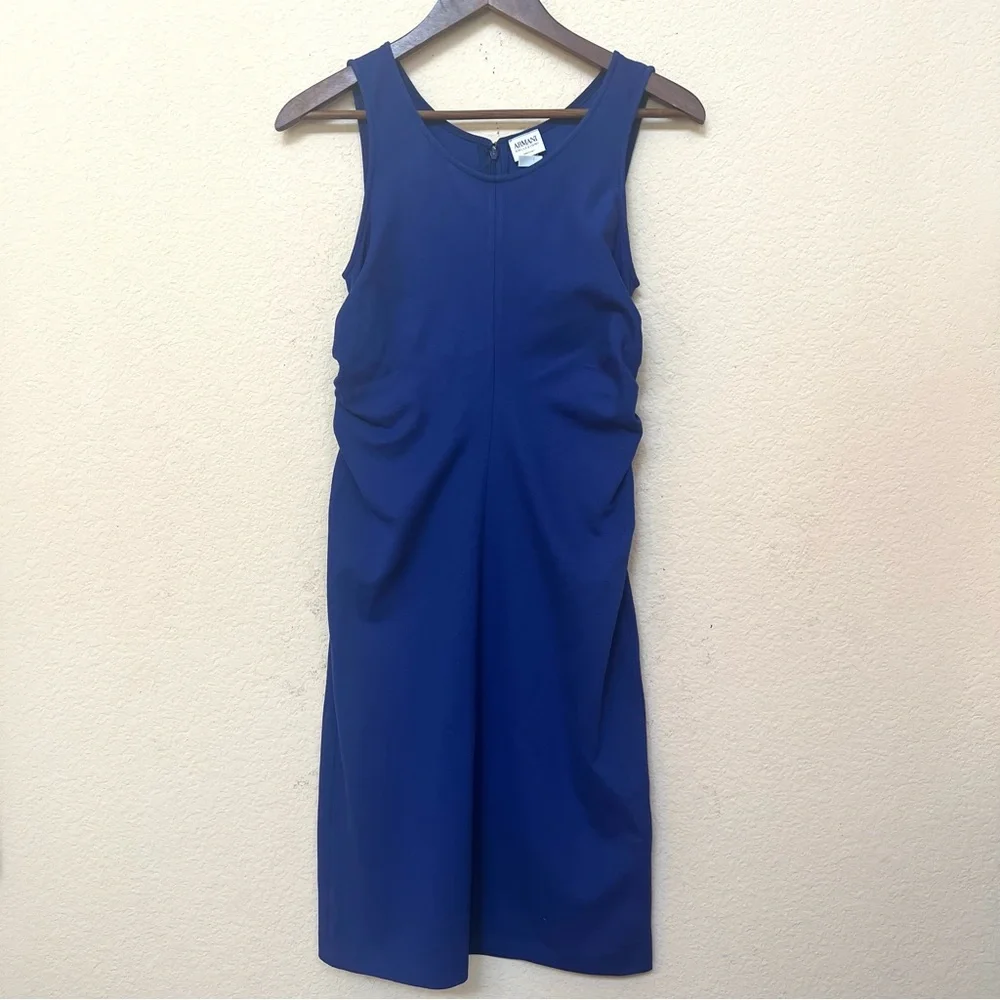 Armani Collezioni Blue Side Ruched Sleeveless Dress B19/20 - Picture 1 of 10